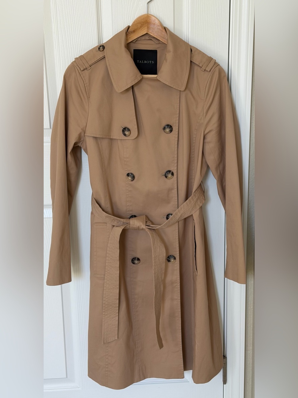 Talbots Double-Breasted Trench Coat in Camel/Tan